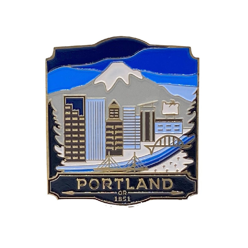 Portland, Landmarks Unlimited, Blue, Enamel Pin, Accessories, Women, Portland, 567912